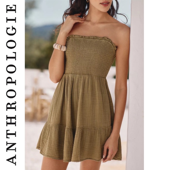 Anthropologie Dresses & Skirts - NWT Anthropologie The Marisol Smocked Mini Dress Softened Sage Plus Size 2X